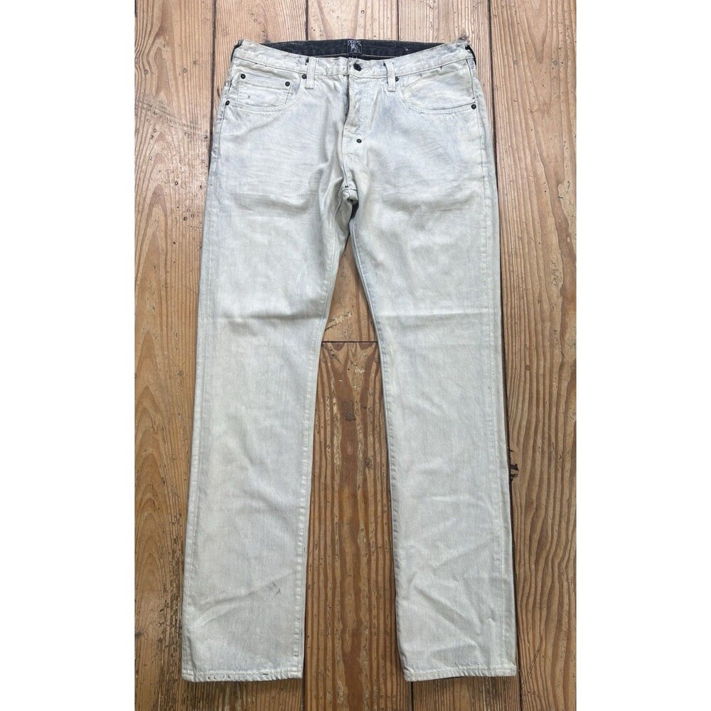 PRPS Denim Distressed Painted Jeans Mens Size 36x34 White Black E77P79P Selvedge